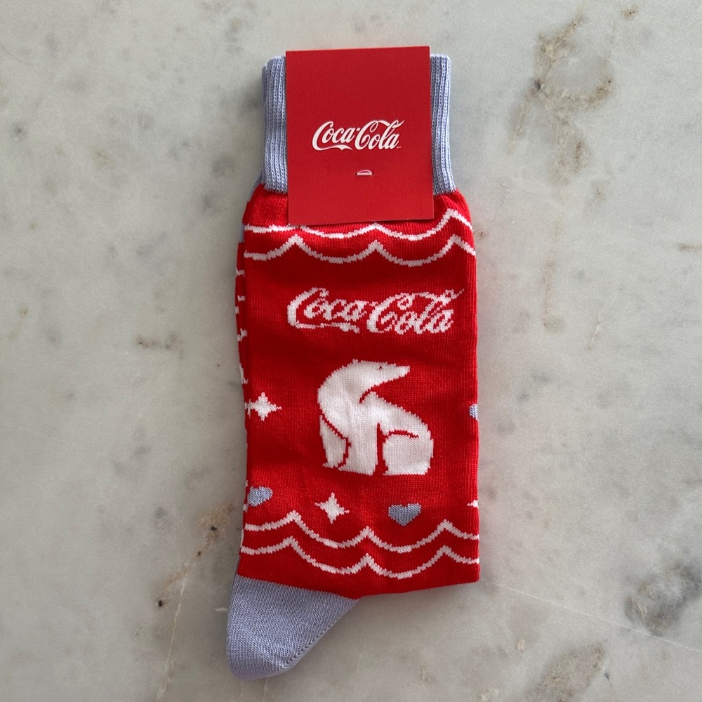 Coca-Cola Red and White Socks with Gray Accents